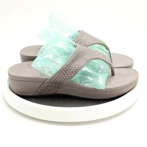 Vionic Arabella Women's Size 9 Wedge Gray Rhinestone Thong Sandals Flip Flop